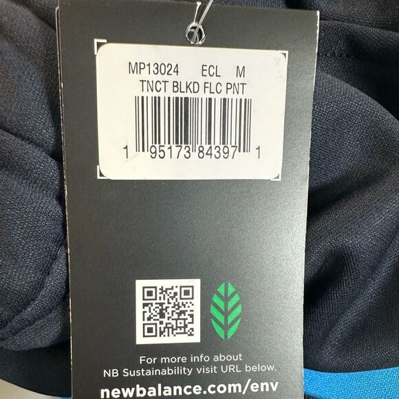 NWT New Balance Men’s Tenacity Performance Fleece Black Blue Joggers - Size M - Picture 6 of 11